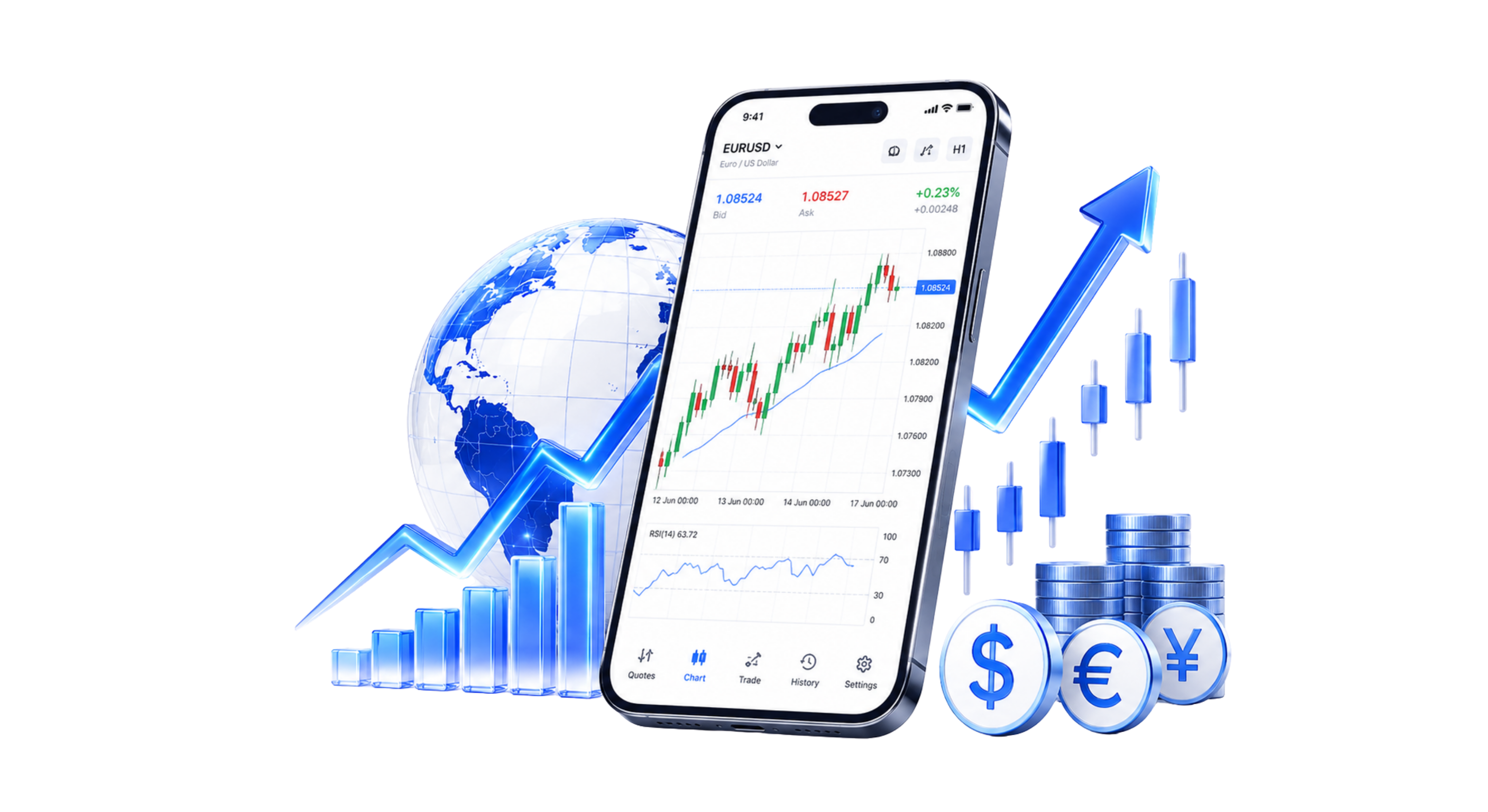 MetaTrader 5 platform on laptop