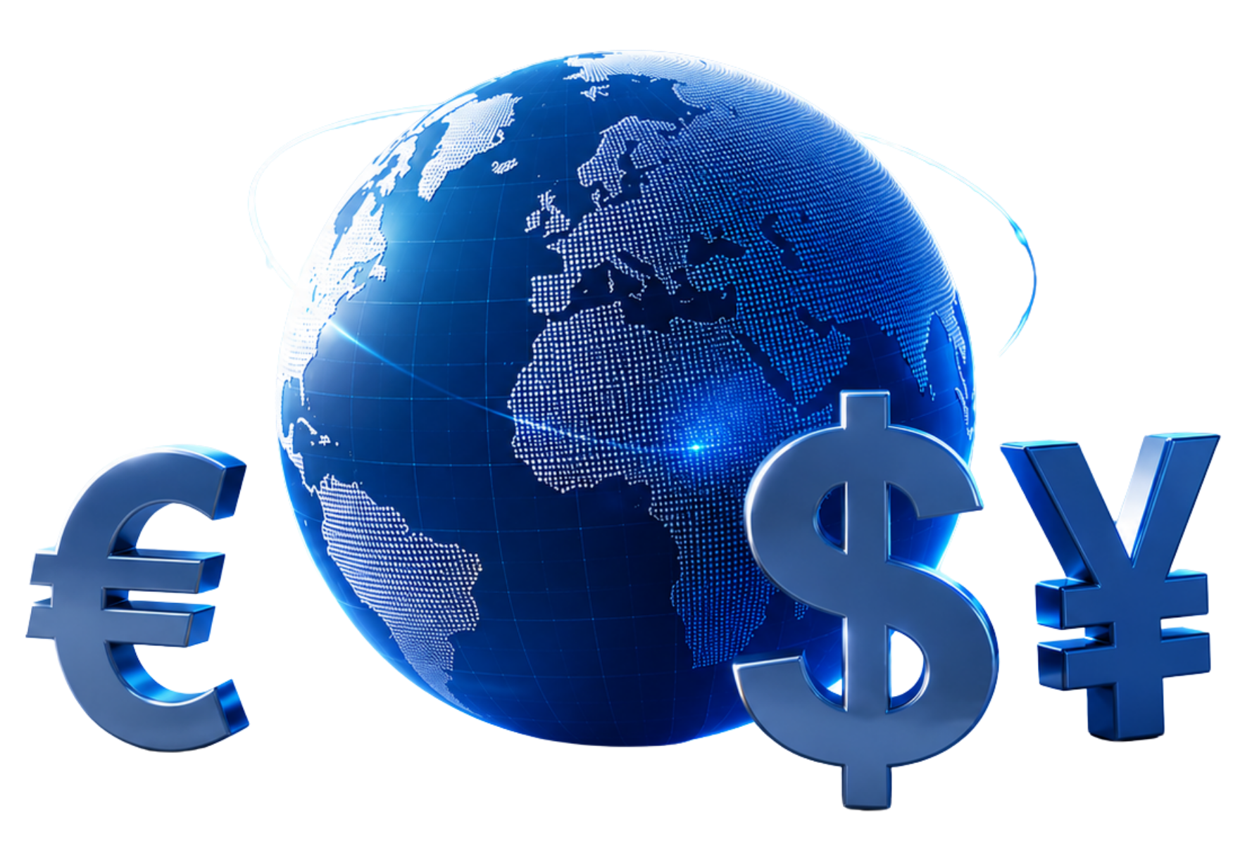 Global forex markets with currency symbols, gold, silver, and oil