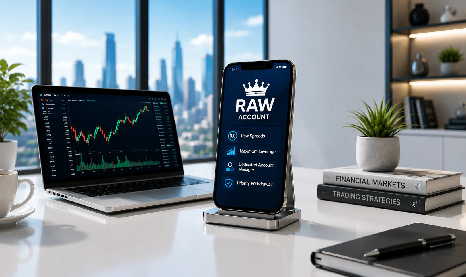 Raw account — near-market spreads, VPS support, and commission-based pricing for active traders