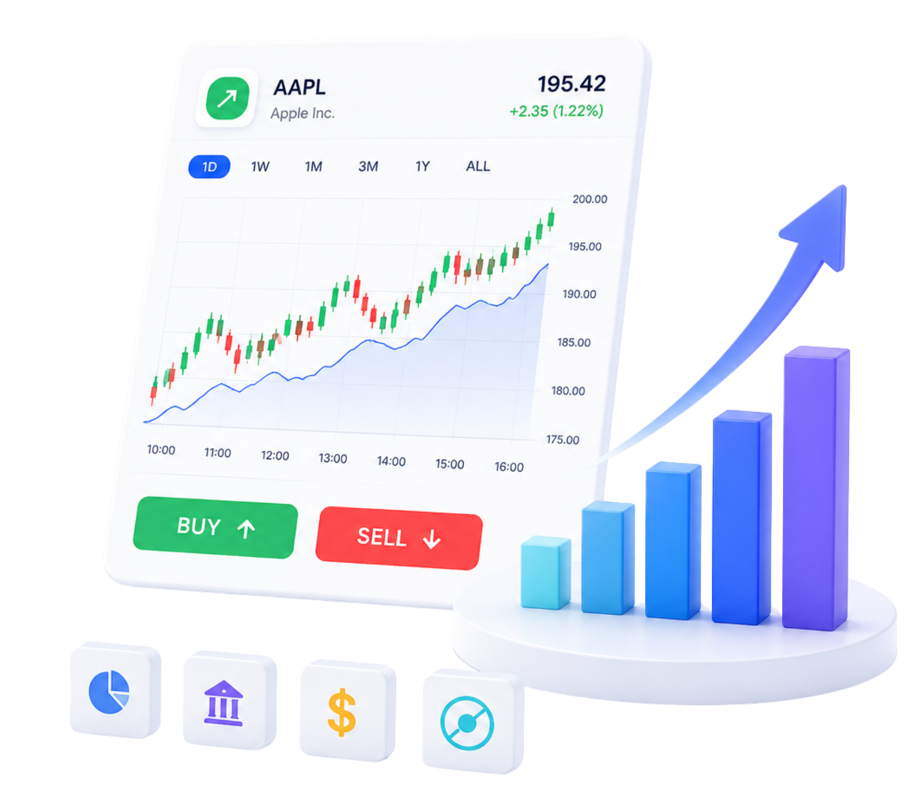 Global stock markets with growth charts and financial analytics